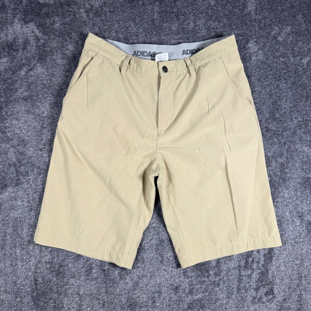Adidas Golf Shorts Mens 32 Khaki Tan Performance Stretch Flat Front RN88387
